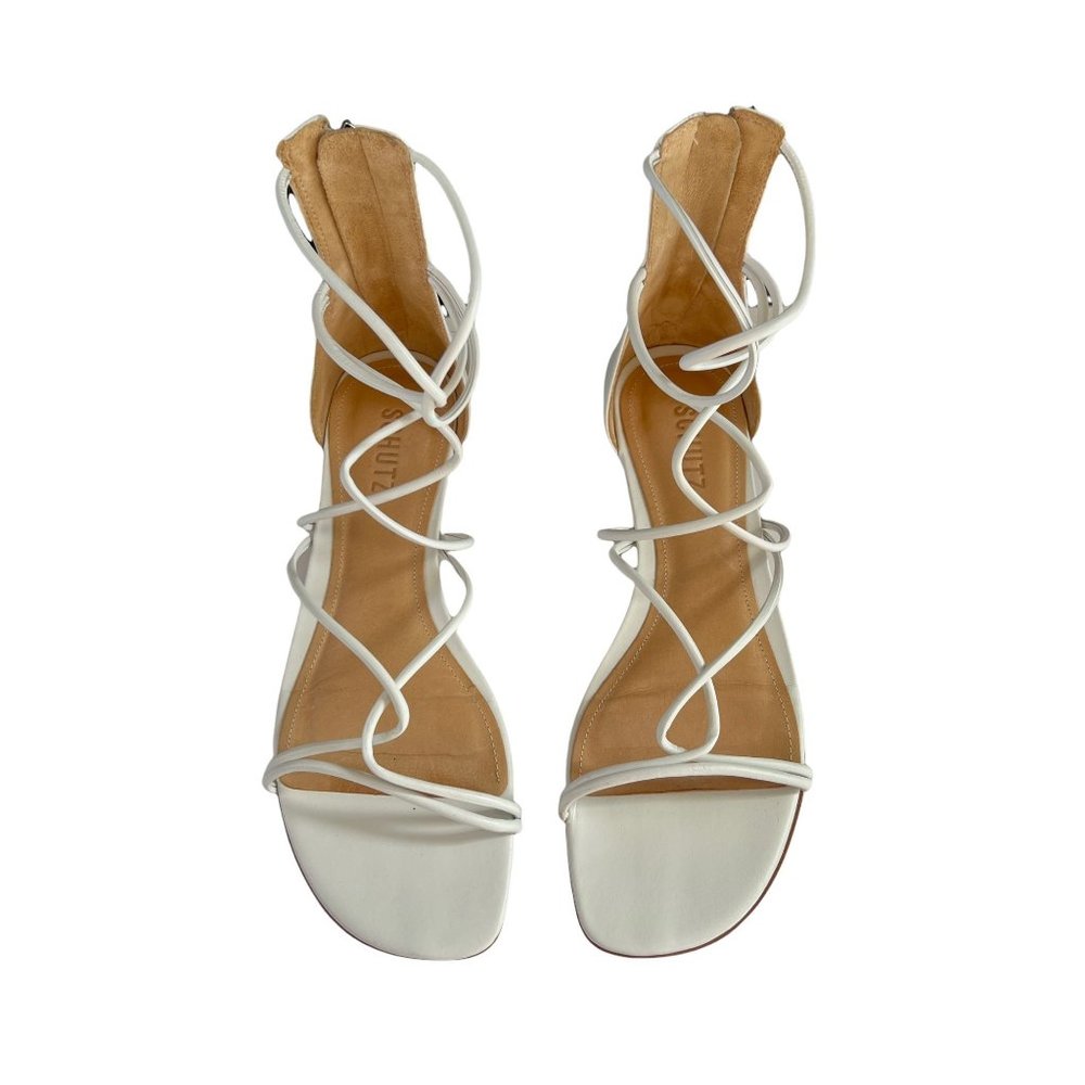 Schutz Fabia White Leather Gladiator Sandal Back Zip Size 9B - Picture 6 of 11
